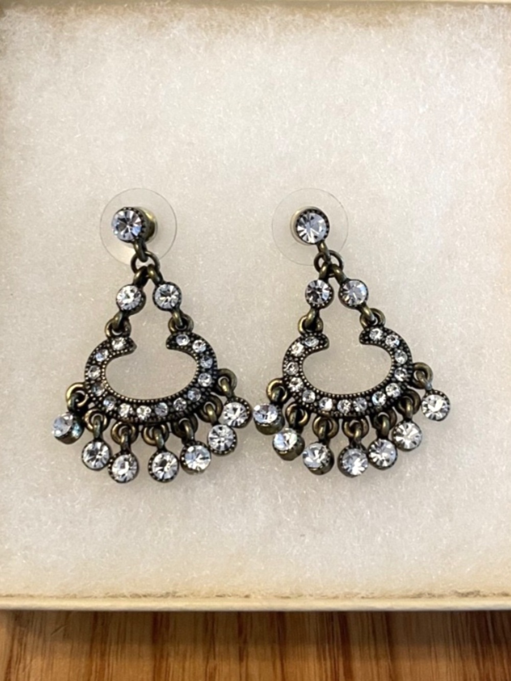 Bronze Dangle/Drop Chandelier Earrings w/ cubic zirconia